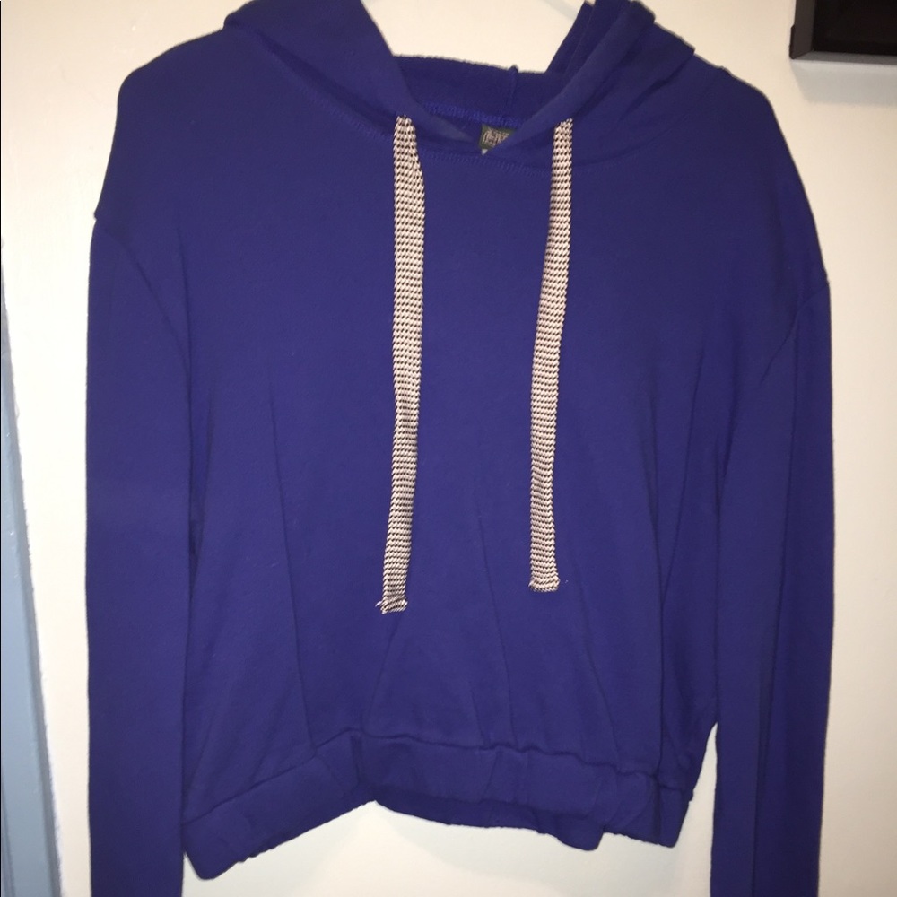 Long sleeve blue crop top hoodie
